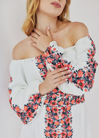 Белое кэжуал платье рубашка First Woman с цветочным принтом