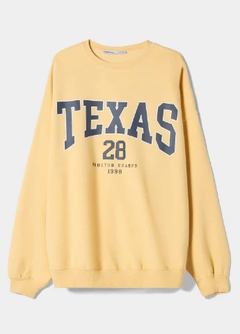 Желтый свитшот Bershka надпись (258455699)