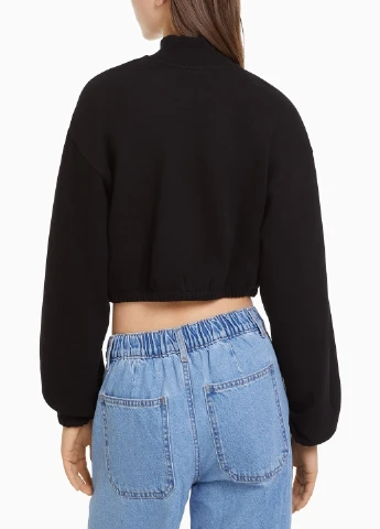 Чорний світшот Bershka напис (258455538)