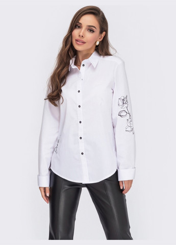 біла кежуал сорочка з бавовни з вишивкою Dressa (258459287)