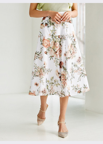 Белая кэжуал цветочной расцветки юбка Dressa клешированная-солнце