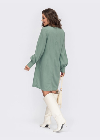 Зеленое зеленое платье а-силуэта с объемными рукавами Dressa