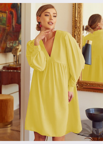 Желтое льняное платье свободного кроя жёлтое Dressa