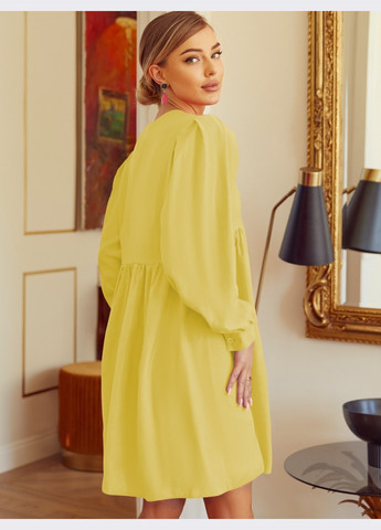 Желтое льняное платье свободного кроя жёлтое Dressa