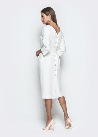 Белое белое платье-миди с цельнокроеным рукавом Dressa
