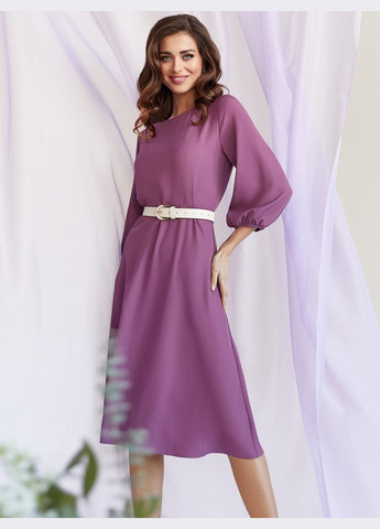 Фуксиновое (цвета Фуксия) платье цвета фуксии с юбкой-клеш и объемными рукавами Dressa