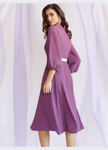 Фуксиновое (цвета Фуксия) платье цвета фуксии с юбкой-клеш и объемными рукавами Dressa