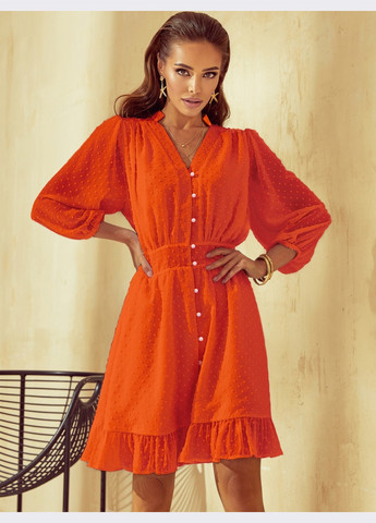 Оранжевое короткое платье из шифона с расклешенной юбкой оранжевое Dressa