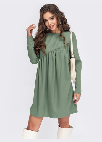Зелена зелене плаття вільного крою з асиметричною кокеткою Dressa