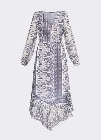 Білий шифонове плаття з принтом і асиметричним подолом біле Dressa