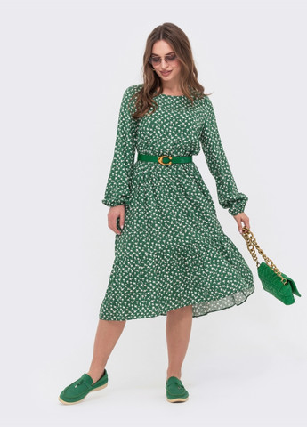 Зелена сукня-міді зі штапелю зеленого кольору Dressa