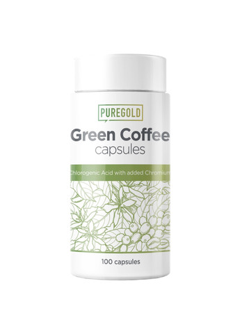 Жироспалювач для контролю ваги Green Coffee - 100 caps Pure Gold Protein (258463728)