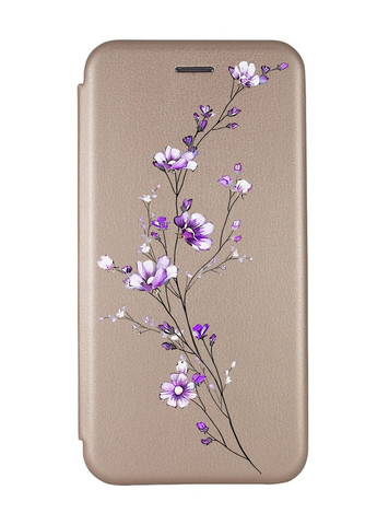 Чехол-книжка с рисунком для Xiaomi Redmi 9 Золотистый :: Веточка цветов (принт 278) Creative (258490104)