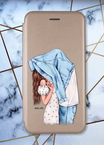Чехол-книжка с рисунком для Xiaomi Redmi 9А Золотой :: Поцелуй (принт 33) Creative (258487738)
