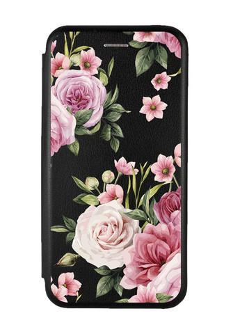 Чехол-книжка с рисунком для Xiaomi Redmi Note 11T Черный :: Розовые цветы (принт 287) Creative (258491451)