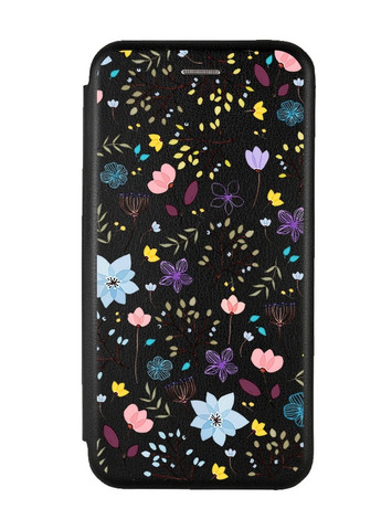 Чехол-книжка с рисунком для Xiaomi Redmi 9 Черный :: Цветочный фон (принт 267) Creative (258492410)