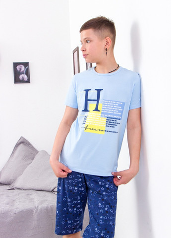 Голубая всесезон піжама для хлопчика підліткова (футболка+шорти) блакитний носи своє (6245-002-33-1-v1) Носи своє