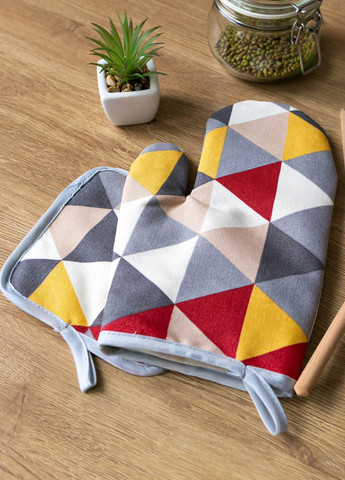 Набір рукавичка та прихватка водовідштовхувальні "Трикутники бордо" Homedec - (258474420)