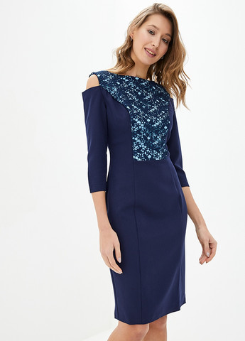 Темно-синее кэжуал платье Luzana однотонное