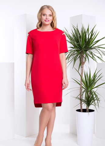 Красное кэжуал платье Luzana однотонное