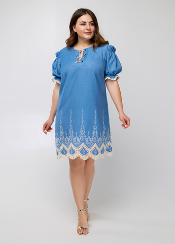 Голубое кэжуал платье Luzana однотонное