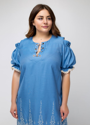 Голубое кэжуал платье Luzana однотонное