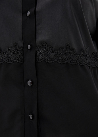 Черная кэжуал рубашка однотонная Luzana
