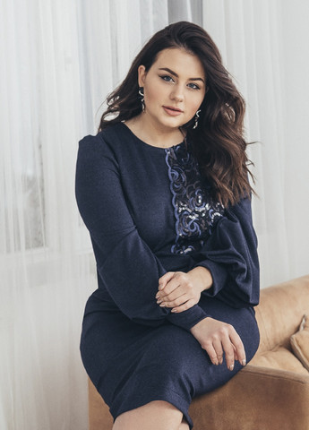 Темно-синя кежуал сукня Luzana однотонна