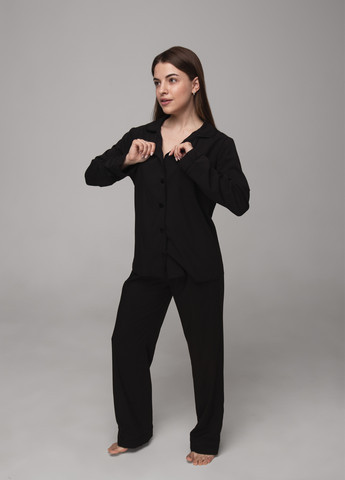 Черная всесезон пижама (рубашка + штаны) рубашка + брюки GorLin