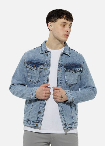 Голубая демисезонная мужская джинсовая куртка No Brand