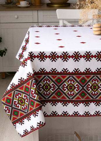 Скатертина традиція "Орнамент червоний" 1.5м х 2.2м (розкладний стіл) Homedec - (258493318)