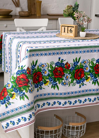 Скатерть традиция "Васильки" 1.5м х 1.5м (квадратная на круглый стол) Homedec - (258493307)