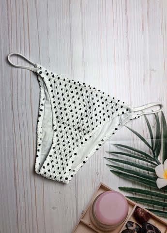 Белые женские плавки танга в черный горошек в горошек Asos