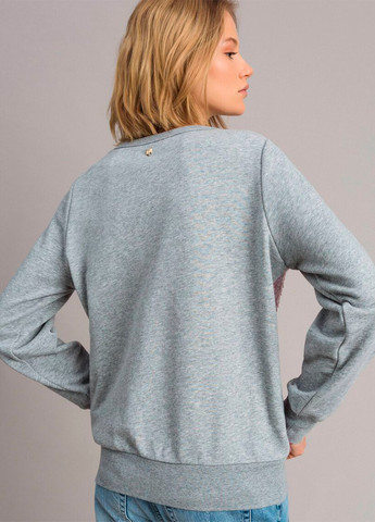 Жіночий светр розшитий паєтками з градієнтом My Twin Twinset - Вільний, Прямий крій однотонний сірий кежуал бавовна, трикотаж - (258514673)