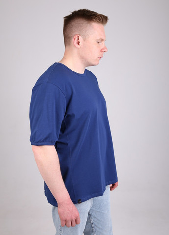 Синяя футболка мужская синяя однотонная очень большой размер с коротким рукавом Jean Piere Прямая