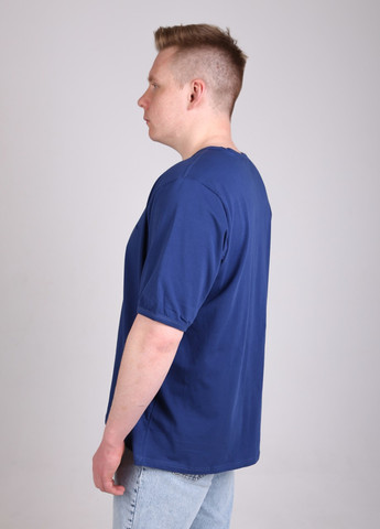 Синя футболка чоловіча синя однотонна дуже великий розмір з коротким рукавом Jean Piere Прямая