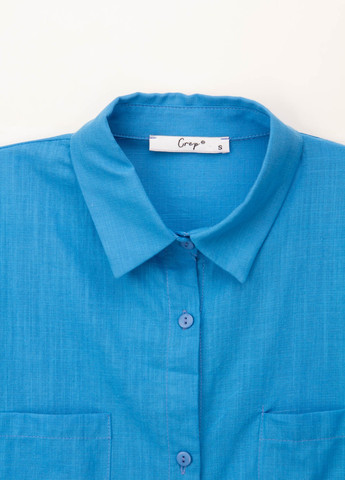 Голубой повседневный рубашка однотонная Crep