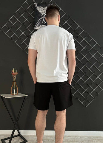 Белый летний шорты черные + футболка белая Vakko