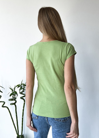 Салатовая летняя футболка женская с коротким рукавом ISSA PLUS WN20-441