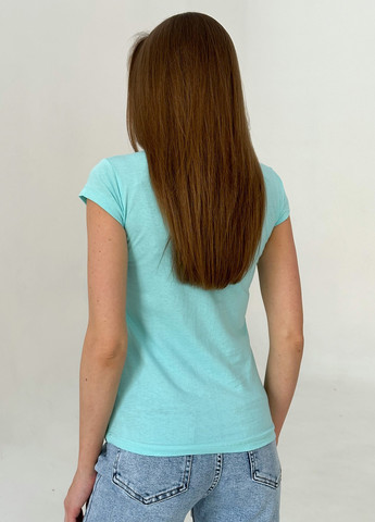 Бирюзовая летняя футболка женская с коротким рукавом ISSA PLUS WN20-434