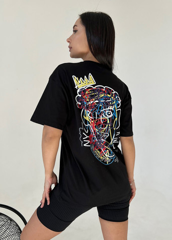 Чорна літня футболка жіноча з коротким рукавом ISSA PLUS WN20-443