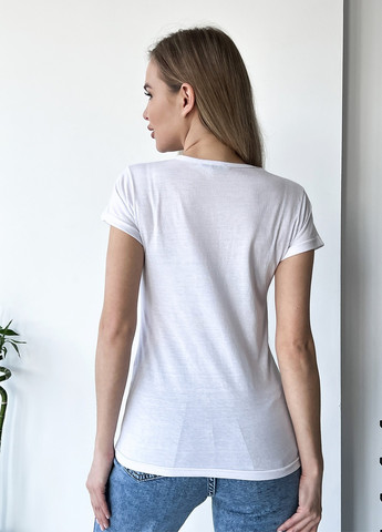 Белая летняя футболка женская с коротким рукавом ISSA PLUS WN20-424