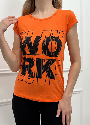 Оранжевая летняя футболка женская с коротким рукавом ISSA PLUS WN20-432