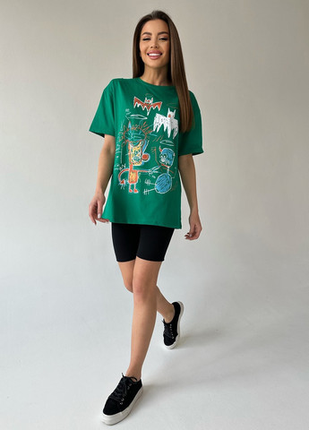 Зеленая летняя футболка женская с коротким рукавом ISSA PLUS WN20-442