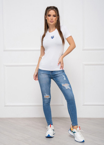 Белая летняя футболка женская с коротким рукавом ISSA PLUS 13854