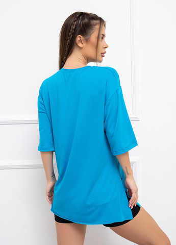 Блакитна літня футболка жіноча з коротким рукавом ISSA PLUS 13930