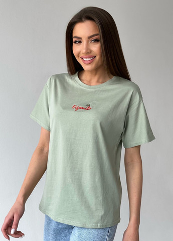 Оливковая летняя футболка женская с коротким рукавом ISSA PLUS WN20-421