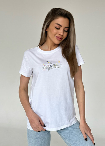 Белая летняя футболка женская с коротким рукавом ISSA PLUS WN20-445