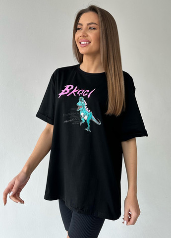 Чорна літня футболка жіноча з коротким рукавом ISSA PLUS WN20-444