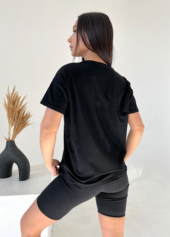 Чорна літня футболка жіноча з коротким рукавом ISSA PLUS WN20-460